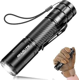 GEARLITE Latarka LED, ładowana, super jasna, z zoomem 2200 lumenów, z 3 trybami świecenia i długim czasem pracy, wodoszczelność IP65, taktyczna latarka na kemping, wędkowanie, wędrówki, w sytuacjach