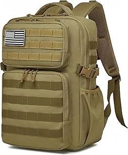 Wotony Wojskowy plecak taktyczny dla mężczyzn, wodoodporny plecak 3-dniowy plecak szturmowy, torba Molle z uchwytem na butelkę wody (khaki, 30 l)