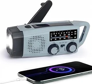 Radio Awaryjne, 2000mAh Radio na Korbkę ładowarka Słoneczna Power Bank Radios USB AM/FM z Alarmem SOS Latarka Małe Radiotelefon Kieszonkowe do Użytku Wewnątrz, Zewnątrz Kempingu