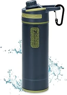 Butelka na wodę z filtrem 800 ml – prasowy system oczyszczania wody z mikroplastikowym filtrem wody, przenośna na kemping, wędrówki i przetrwanie w nagłych wypadkach (ciemnoszary)