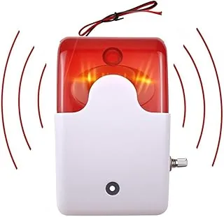Syrena błyskowa 12 V z alarmem 110 dB – głośny alarm błyskowy do systemów bezpieczeństwa | światło stroboskopowe | regulowana głośność | montaż ścienny | obudowa ABS
