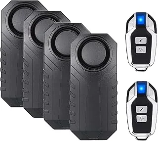 Mengshen Ulepszony alarm rowerowy 113 dB, głośny, wodoodporny, bezprzewodowy alarm motorowy z pilotem antykradzieżowym, czujnik ruchu dla bezpieczeństwa jazdy na rowerze (4 czujniki z 2 pilotami)