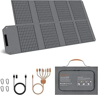 Przenośny panel słoneczny 80 W, składana ładowarka solarna 19 V z wyjściem USB C, USB A i DC, wodoodporność IP65, do przenośnej stacji zasilania, iPhone'a, iPada, biwakowania, wędrówek