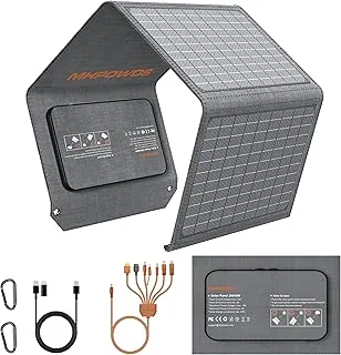 Składany panel słoneczny 40 W, 19 V, przenośna ładowarka solarna z wyjściem USB C, USB A i DC, mini ładowarka w rozmiarze książki do iPhone'a, iPada, powerbanku, na kemping, wędrówki, podróże