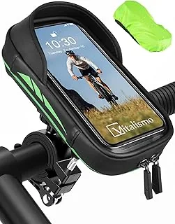 Vitalismo Torba na kierownicę rowerową, uchwyt na telefon z osłoną przeciwdeszczową, miejsce do przechowywania, obrót 360, rower górski