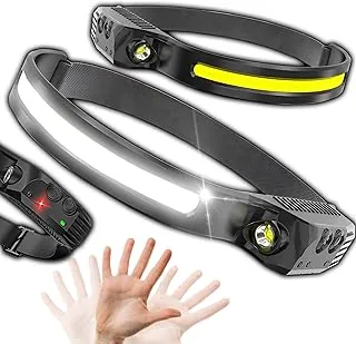 Retoo Latarka czołowa LED do ponownego ładowania IPX4, super jasna, 4 tryby świecenia, USB C, czujnik gestów, latarka czołowa LED do biegania, na kemping, wędrówki, kempingowa