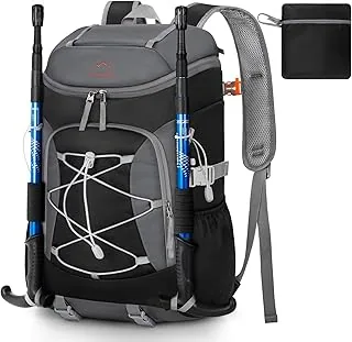 RAINSMORE Plecak turystyczny 40 l, składany, lekki plecak dla mężczyzn z wentylowanym panelem tylnym, wodoodporny plecak podróżny, plecak na spacery, kemping, trekking, jazdę na rowerze na świeżym