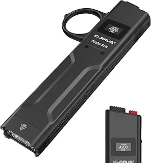 KLARUS FlatTac X1K Ultra Slim Latarka taktyczna, 4200 lumenów, mocna i kompaktowa, z podwójnym przełącznikiem, wyświetlaczem OLED, wodoodpornością IPX6. Idealna do użytku na zewnątrz i w terenie.