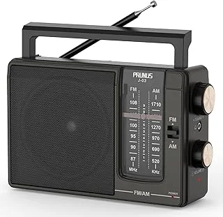 Przenośne radio PRUNUS J-03 FM/AM z bateriami i zasilaniem sieciowym, wysokowydajny tranzystor, doskonały odbiór DSP, mocny głośnik, gniazdo słuchawkowe 3,5 mm