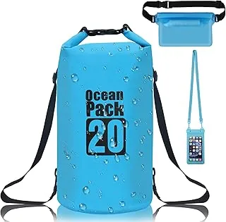 Gucass Dry Bag, 20 L Worek wodoszczelny Wodoszczelna torba regulowanym pasek na ramię, na Telefon Komórkowy, Regulowany Pasek na Ramię, na kemping, rafting, pływanie, surfowanie, Niebieski