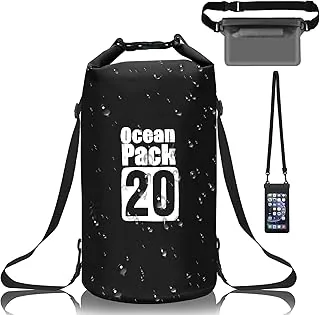 Gucass Dry Bag, 20 L Worek wodoszczelny Wodoszczelna torba regulowanym pasek na ramię, na Telefon Komórkowy, Regulowany Pasek na Ramię, na kemping, rafting, pływanie, surfowanie, Czarny