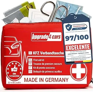 Upgrade4cars Apteczka pierwszej pomocy samochodowa wyprodukowana w Niemczech | zestaw pierwszej pomocy 2026 zgodnie z aktualną normą DIN 13164 obowiązuje w całej Europie | apteczka pierwszej pomocy