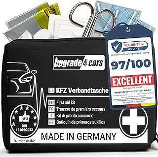 Upgrade4cars Apteczka pierwszej pomocy na samochód wyprodukowana w Niemczech | zestaw pierwszej pomocy 2026 zgodnie z aktualną normą DIN 13164 obowiązuje w całej Europie | apteczka pierwszej pomocy
