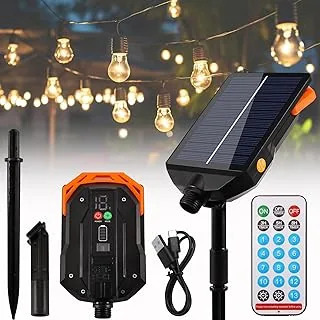 Joycabin Panel słoneczny 1200 mAh do łańcuchów świetlnych, skrzynka sterująca, 13 trybów oświetlenia, wodoszczelna, regulowana moc światła, kontroler, 24 V, solarny łańcuch świetlny, części zamienne z