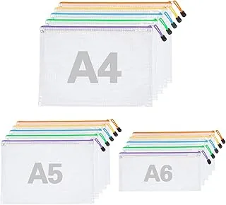 15 szt. etui na dokumenty A4 A5 A6 5 kolorów, wodoodporne etui na dokumenty, przezroczyste etui na zamek błyskawiczny na dokumenty, kosmetyki, materiały biurowe, podróże