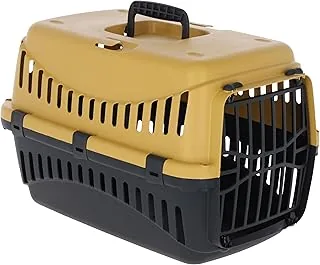 Kerbl Pet Skrzynia Transportowa Expedion, Opcja Transportu dla Kotów, Psów, Małych Zwierząt, Plastikowa, MiodowaCzarna, 45X30X30 Cm
