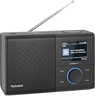 TechniSat DIGITRADIO 217 – Kompaktowe, przenośne radio cyfrowe DAB+ (FM, kolorowy wyświetlacz, Bluetooth, szybki wybór, zasilanie sieciowe/bateryjne, 2 budziki, pamięć stacji) czarne