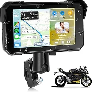 Rimoody Moto Carplay, bezprzewodowe radio samochodowe z systemem Android, z ekranem dotykowym o przekątnej 5", wodoszczelność IP68, z funkcją rozpoznawania ciśnienia w oponach, karta pamięci 12 V