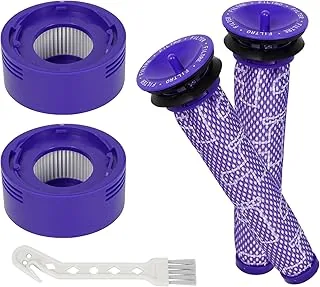 4 x filtr zamienny do Dyson V6 V7 V8, 2 filtry pocztowe + 2 filtry wstępne + 1 szczotka do czyszczenia, bezprzewodowy odkurzacz, filtr zamienny do Dyson V8 V7