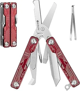 BIBURY Multitool, Mini Sailor Scissors, Multi składana szczypce EDC z 9 narzędziami, nóż kieszonkowy, otwieracz do puszek, śrubokręt, niewidoczne szczypce, akcesoria campingowe, outdoor survival