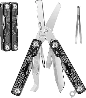 BIBURY Multitool, Mini Sailor Scissors, Multi składana szczypce EDC z 9 narzędziami, nóż kieszonkowy, otwieracz do puszek, śrubokręt, niewidoczne szczypce, akcesoria na kemping, outdoor survival