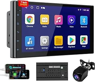 Haudio 2 Din Radio Samochodowe z CarPlay i Android Auto, 7Calowy Ekran z Mirror Link,GPS, Sterowanie Głosowe,SWC/FM/AM/RDS, 25 Zestawów UI Pasującego do Wszystkich Samochodów, z Kamerą Cofania 2+32G
