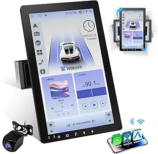Haudio Obrotowe Radio Samochodowe 360°, Stereo 1 DIN z Funkcją Carplay i Android Auto, 10,1 Calowy Ekran IPS do Odtwarzania z GPS, Mirror Link, Sterowanie Głosowe, Radio RDS/FM/AM, Tylna Kamera 720P