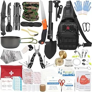 Zestaw survivalowy 35 w 1, profesjonalny zestaw awaryjny z akcesoriami campingowymi, premium zestaw nożyków, wyposażenie outdoorowe, sprzęt survivalowy, do campingu, bushcraft, polowań