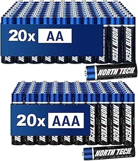 North Tech Ultra baterie alkaliczne – 40 sztuk (20 x AA + 20 x AAA) | baterie o wysokiej wydajności 1,5 V do urządzeń o wysokim zapotrzebowaniu na energię | szczelne i trwałe | 10 lat trwałości