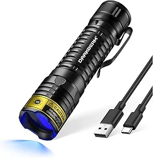 DARKBEAM Latarka UV 365nm Blacklight Czarne światło LED, Mini potężna Woodsche Lampa Latarki ultrafioletowe USB -C Akumulator Detektor moczu dla kota do szkła uranowego, Minerały, utwardzania żywicy