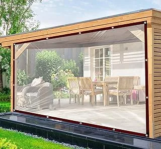 Plandeka wodoodporna z oczkami, przezroczysta plandeka ochronna - 1,5X5M przezroczysta plandeka na zewnątrz, meble ogrodowe, balkon, osłona przeciwdeszczowa, rośliny, szklarnia, kryjówka dla zwierząt
