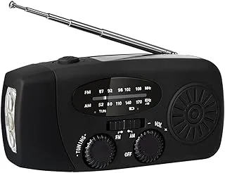Solarne radio z korbą, do ponownego ładowania przez USB, AM/FM, alarm pogodowy i SOS, awaryjne radio do domu, na kemping i wędrówki, czarne