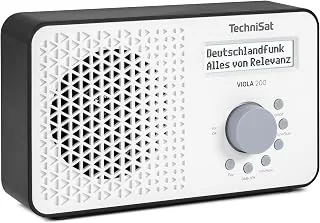 TechniSat VIOLA 200 – przenośne radio DAB+/FM (LCD, antena teleskopowa, pamięć ulubionych, wyjście słuchawkowe, zasilanie sieć/baterie, głośnik mono, RDS, PLL) biało-czarne