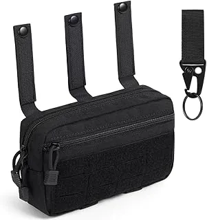 flintronic Taktyczna torba EDC, wielofunkcyjna torba Molle, torba na brzuch z rzepem i zamkiem błyskawicznym, wojskowa torba na pas do wędrówek, polowania i kempingu, czarny B, 20 x 12 x 5 cm