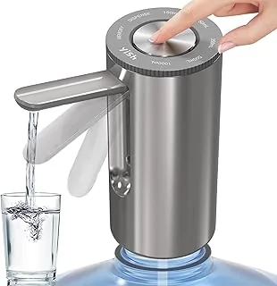 YISH Elektryczny Dystrybutor Wody, Pompa do Butelek USB Ładowana, Automatyczny Dozownik Wody do Butli 1-5 Galonów (3,8-18,9L), Przenośny dla Domu, Biura, Kempingu