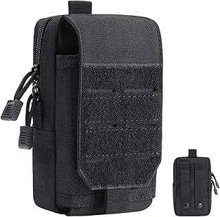 flintronic Tactical torba EDC, wielofunkcyjna torba Molle z zapięciem na rzepy i zamkiem błyskawicznym, wojskowa torba na pasek na wędrówki, polowanie i kemping, czarny A, 18 x 11 x 5.5 cm, Nowoczesny