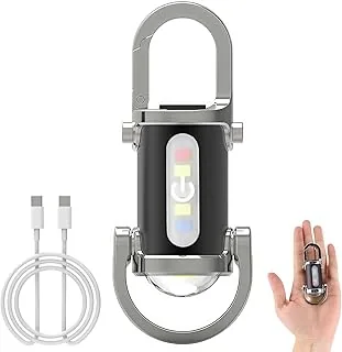 Mini latarka breloczek do kluczy 1200LM, latarka LED breloczek do kluczy Type-C do ładowania, 3 tryby LED światło z małym breloczkiem wodoszczelna do użytku na zewnątrz zasilanie awaryjne
