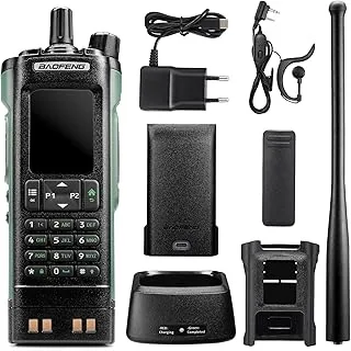 BAOFENG DM-32UV 10W DMR radio, UHF/VHF/AM/FM z GPS i cyfrowym APRS, podwójne gniazdo Tier II, kolorowy wyświetlacz 2", 4000 kanałów, styki 50 K, uchwyt na walizkę, zielony