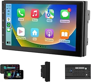Haudio 2 Din Radio Samochodowe z CarPlay i Android Auto, 7Calowy Ekran z Mirror Link,GPS, Sterowanie Głosowe,SWC/FM/AM/RDS, 25 Zestawów UI Pasującego do Wszystkich Samochodów, Bez Kamery Cofania 2+32G