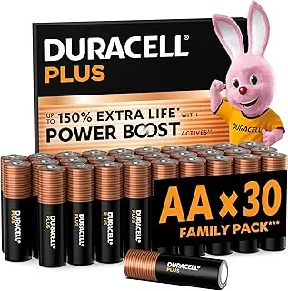 DURACELL Baterie Plus AA, 30 szt., baterie alkaliczne 1,5 V–nawet do 150% więcej energii dzięki formule POWER BOOST ze składnikami aktywnymi–do urządzeń codziennego użytku–MN1500