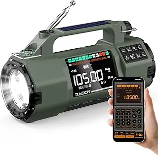 Raddy SH-907 Radio awaryjne, sterowanie za pomocą aplikacji, korba, solarna, AM/FM/SW/VHF, wymienna bateria 5000 mAh, la