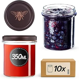KADAX Słoiki na dżem 350 ml z zakręcaną pokrywką fi82 mm, małe słoiki na przetwory z pokrywką, słoiki na przetwory z pokrywką, słoiki na dżem i miód (złota pszczoła, 10 sztuk)