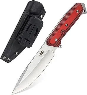 KHU D2 Stali Nóż myśliwski z ostrzem stałym – Nóż survivalowy z pochwą Kydex, Rękojeść G10 Nóż bushcraftowy do outdoorowy biwakowania, wędkowania i wędrówek - 31A