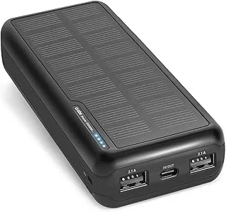 SBS Solar PowerBank, 20 000 mAh, Power Bank z panelem słonecznym, szybkie ładowanie, inteligentne ładowanie (IC), LED ładowania, USB-C, USB-A, przenośna ładowarka podróżna, kompaktowa konstrukcja