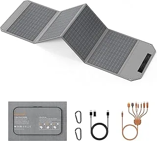 Składany panel słoneczny 40 W, przenośna ładowarka solarna z wyjściami USB C, USB A i DC, mini ładowarka 19 V do smartfona, wędrówki, podróże, kemping