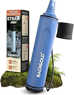Straw filtr do wody, survivalowy – ultralekkie wyposażenie przygotowawcze zapewnia do 500 l świeżej wody pitnej na każdą sytuację awaryjną, w zestawie wąż, trwała konstrukcja, Niebieski