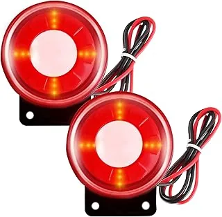Syrena alarmowa 120 dB, 2 sztuki, elektroniczny alarm świetlny do domu, mini dźwięk, migające światło, 12 V, mini syrena, elektroniczny system alarmowy do instalacji alarmowych, domu, garażu