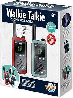 Ładowalne krótkofalówki o dużym zasięgu do 5 km – 2 baterie litowe w zestawie, podwójna ładowarka sieciowa, ulepszony mikrofon i głośnik – 16 kanałów – od 8 lat
