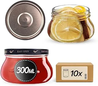 KADAX Słoiki na dżem 300 ml z zakrętką fi82 mm, małe słoiki na miód i przyprawy, słoiki na dżem z pokrywką, hermetyczne słoiki na prezent (czarny/złoty, 10 sztuk)
