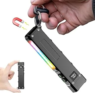 Relybo Ładowana Latarka LED 500,000 Lumen, Mała Latarka LED z 2 Przełącznikami i 9 Trybami (w tym UV 395 nm), COB Boczne Oświetlenie, Klips, Super Mocna Latarka do Campingu, Outdooru